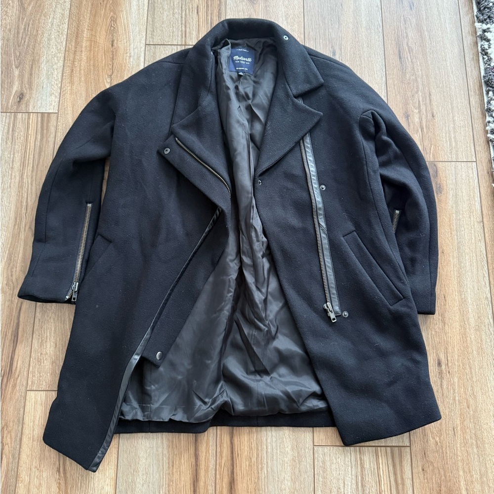 Madewell Wool coat with faux leather accents